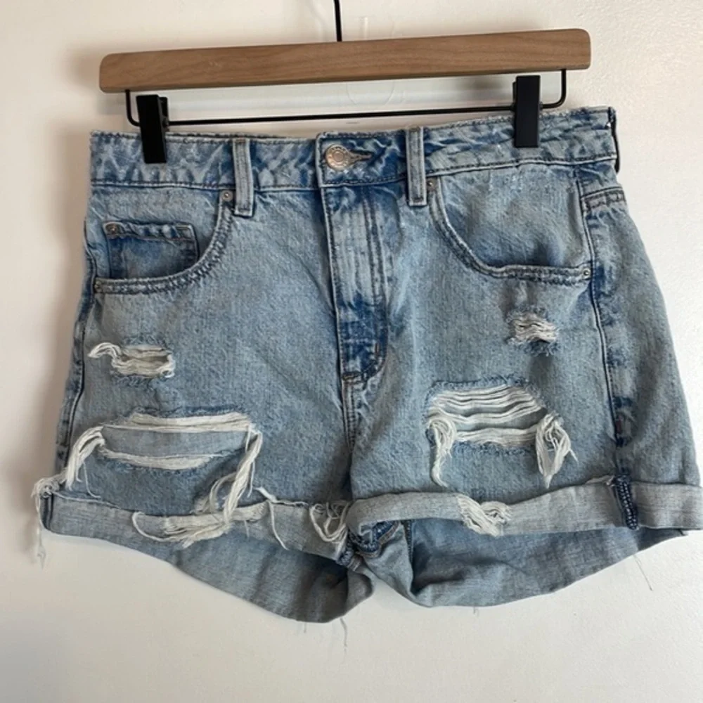 Garage Distressed Stone Wash Denim Shorts 9 - Picture 2 of 11